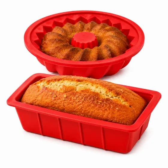 Kit 2 Formas Silicone Air Fryer Forno Bolo Pudim Pão Inglês Assadeira Sobremesas Antiaderente