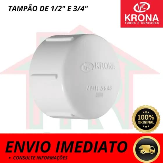 CAP Tampão Roscável 1/2" ou 3/4" Branco Krona