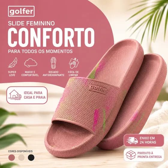 Sandália Slide Feminina Chinelo Confortável Antiderrapante