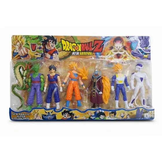 Kit Cartelado Dragon Ball Z Bonecos Articulados C/ Esferas do Dragão Majin Boo Saiyajin Goku Gohan