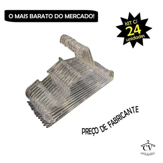 Cabide em Acrílico Nilda para roupas 24 unidades