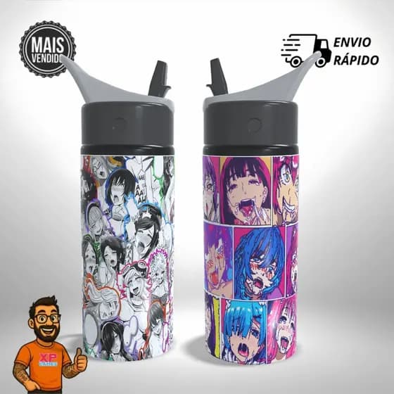 Garrafa Squeeze Personalizado Meme Anime Ahegao Ecchi Manga - Presente