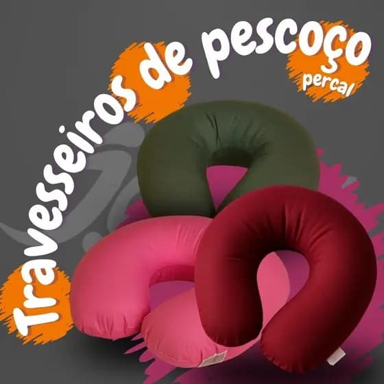 Almofada De Pescoço Viagem Travesseiro Adulto e infantil Travesseiros Protetor Percal 34cm x 34cm