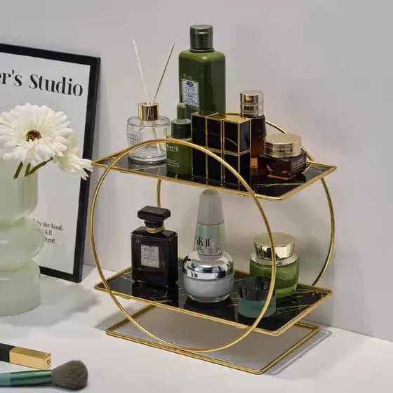 Organizador de perfume para cômoda, organizador de maquiagem de 2 camadas para penteadeira
