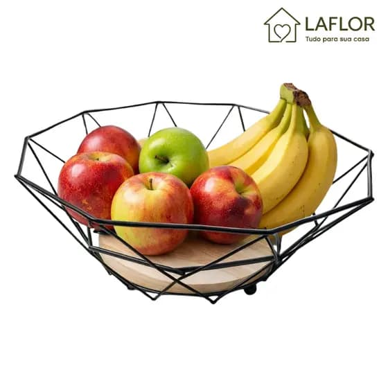 Fruteira de Mesa Diamond Cesta Aramada Multiuso Preto