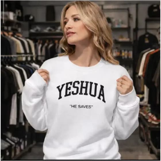Moletom Careca Feminino Yeshua Cristã Moda Evangelica Católica 100% Algodão Blusa de Frio PqM/G/GG