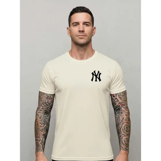 Camiseta Masculina Casual 100% Algodão New Para o Dia a Dia Costura Reforçada Gola Redonda