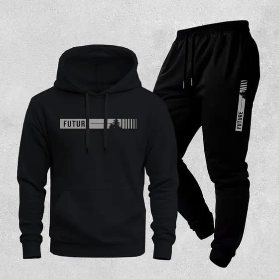 Conjunto Moletom Unissex Future Com Capuz e Calça Jogger Casual Inverno Estiloso Confortável