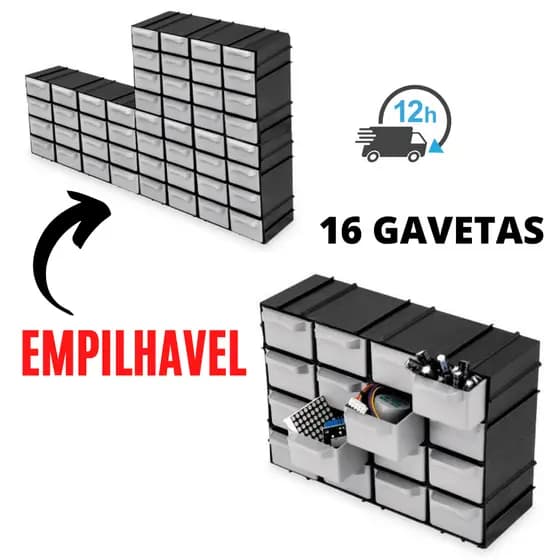 Organizador Com Gavetas Empilhavel Multiuso Plástico Mini Gaveteiro Caixa com 16 Gavetas