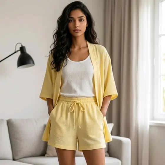 Conjunto KIMONO FEMININO 2 Peças + Short Feito em Tecido Duna.