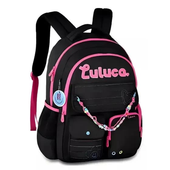 Mochila De Costas Escolar Luluca Com Miçanga Meninas - Clio Style