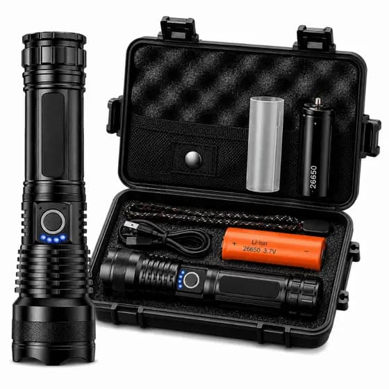 Lanterna Super Potente T9 P50 Tática Mais forte do mundo 5000m Alcance USB Recarregável Sítio Camping Fazenda Segurança