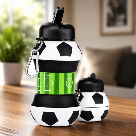 Garrafa Infantil Dobrável 500ML Silicone Bola Futebol Basquete