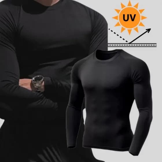 Camisa Térmica Proteção Uv 50+ Segunda Pele Camiseta Blusa Malha Fria Unissex Academia Manga Longa