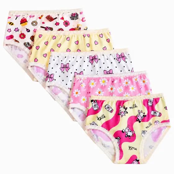 Kit 3/6/9/12 Calcinha Feminina Tanga Infantil Juvenil Confortável Criança Algodão Estampas Sortidas