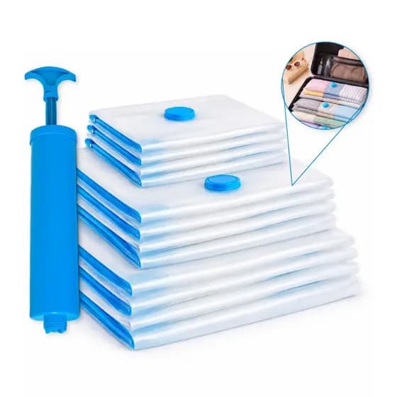 Kit Saco A Vácuo Grande Organizador Edredom Coberto Mala Roupa Viagem De Cama com Bomba Manual Tamanho Grande