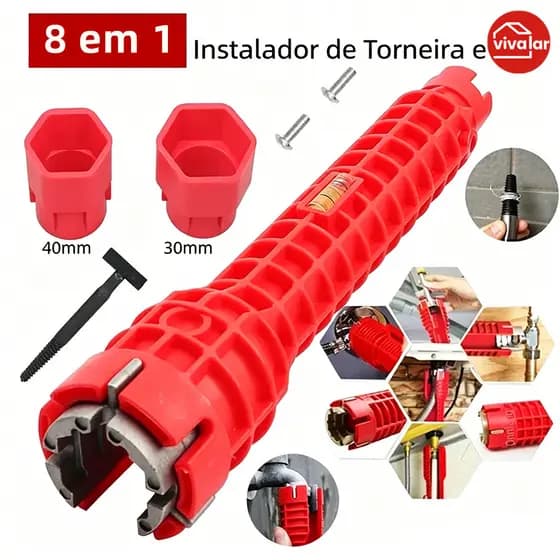 Kit de Chave 8 em 1 para Torneira e Encanamento, Troca de Pia e Filtro Facilitada