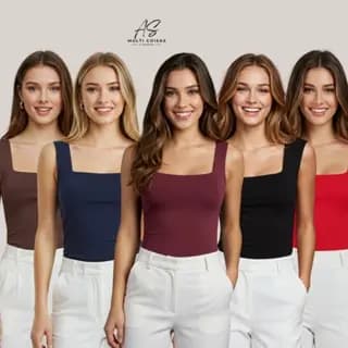 Kit 4 Blusinha Regata - Tecido Suplex Alça Larga Elegante Lisa Confortável Basica