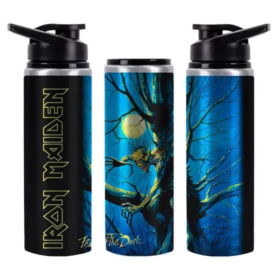 Squeeze Garrafa de Água Iron Maiden Fear Of The Dark Alumínio Brilhante 750mL