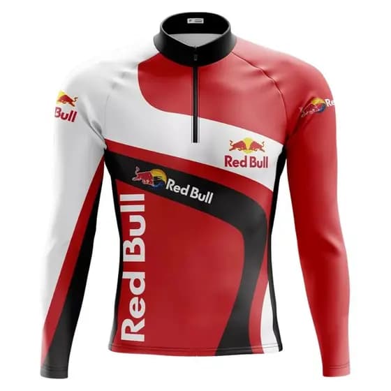 Camisa Ciclismo Masculina Mountain Bike Manga Longa Proteção Uv+50 Bull Vermelha