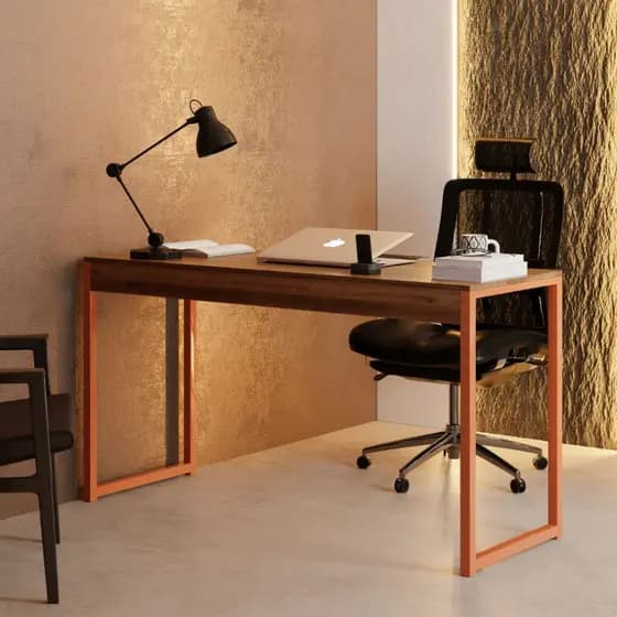 Mesa Escrivaninha Industrial Desk 90 Color Quarto Escritório Canela Cobre