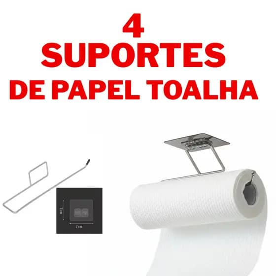 Gancho Porta Papel Toalha Multiuso – Suporte Adesivo em Alumínio, Instalação Sem Furos