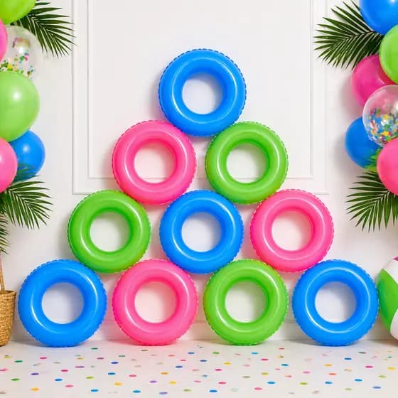 Kit 6 Boias Redonda Circular Infláveis Festa na Piscina Praia Verão 60cm Coloridas