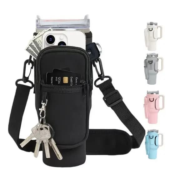 Bolsa Porta Garrafa De Água Com Alça De Ombro Ajustável