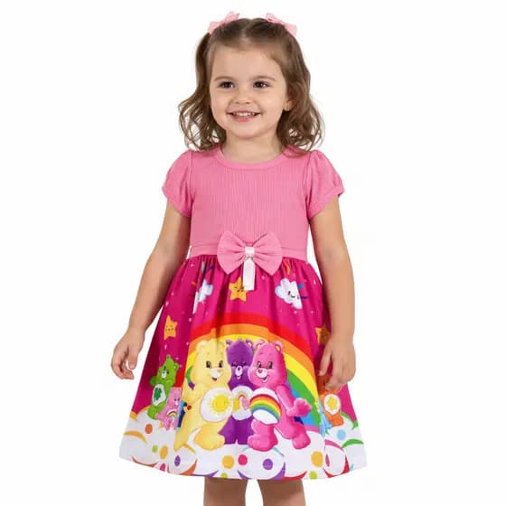 Vestido infantil temático de ursinhos carinhosos