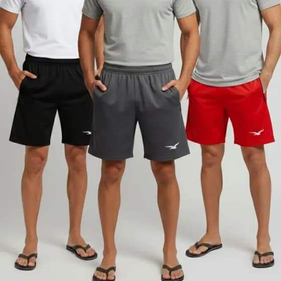Kit 3 Bermuda Para Treinar Adulto Com Elástico e Cordão Bolsos Com Ziper Modelo 2026