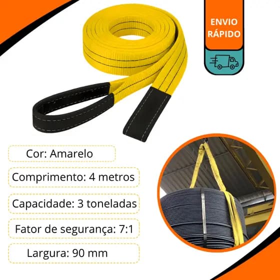 Cinta Elevação Carga 3 Toneladas 4 Metros Sling 90