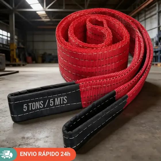 Cinta Elevação Carga 5 Toneladas 5 Metros Reforçada Vermelho