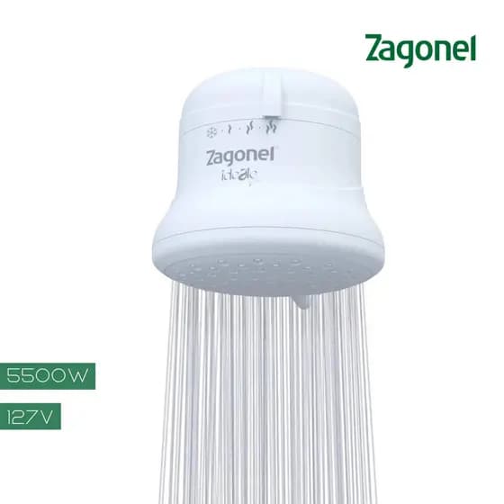 Chuveiro Ducha Ideale Plus Zagonel 5500W 127V Branco BLI.PR 4 Temperaturas Banheiro Casa Banho Água