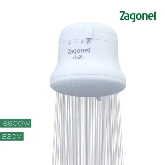 Chuveiro Ducha Ideale Plus Zagonel 6800W 220V Branco BLI.PR 4 Temperaturas Banheiro Casa Banho Água