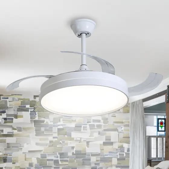 Ventilador De Teto Retrátil Air Basic Branco Led 30W Bivolt Opus Controle Remoto Econômico