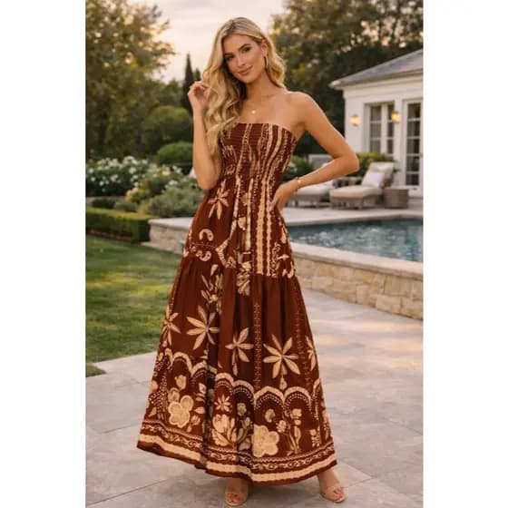 Vestido Tomara Que Caia Feminino Leve Inspiração Tropicais Elegante