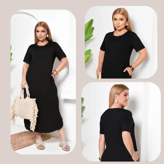 Vestido Longo Feminino Viscolycra com Fenda Lateral Confortável, Casual, Dia a Dia Tamanhos M G GG