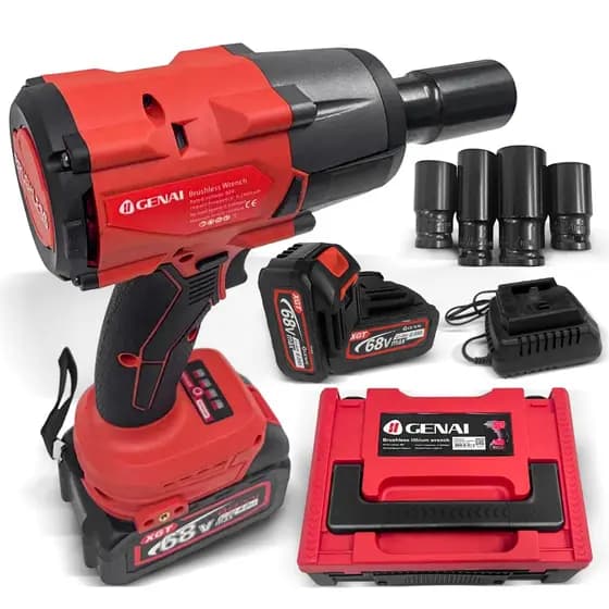 Furadeira de impacto e chave de fenda sem escova 68V 2Bateria 1000N.m + soquete 20-27mm