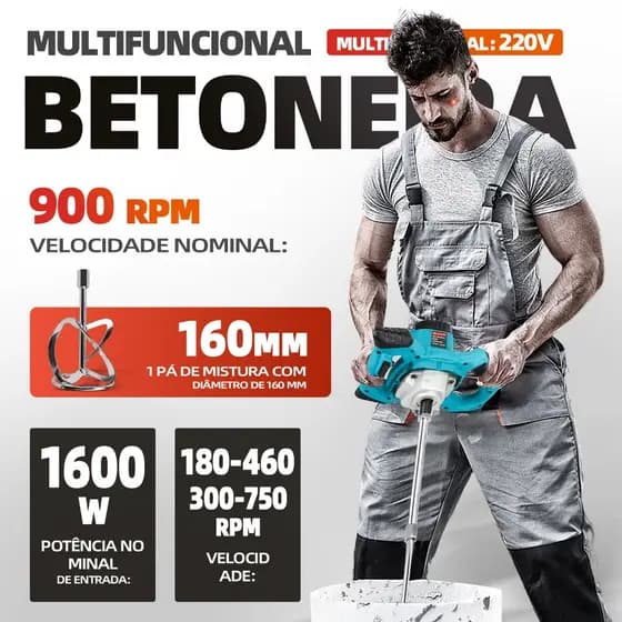 【GENAI】Betoneira 1600W 220V | Capacidade, Preço e Especificações Técnicas