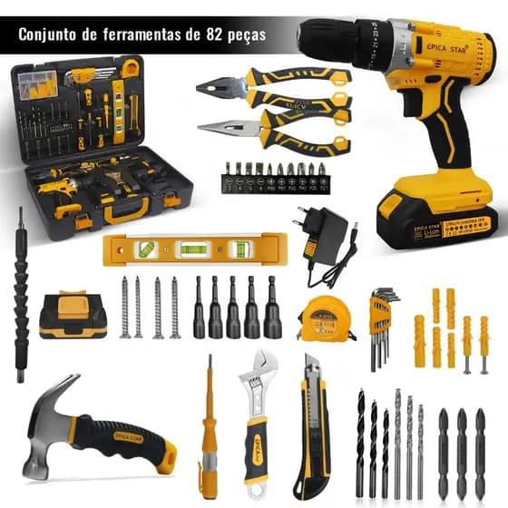 Chave de fenda elétrica portátil de 22 V + 81 acessórios - O kit completo para profissionais