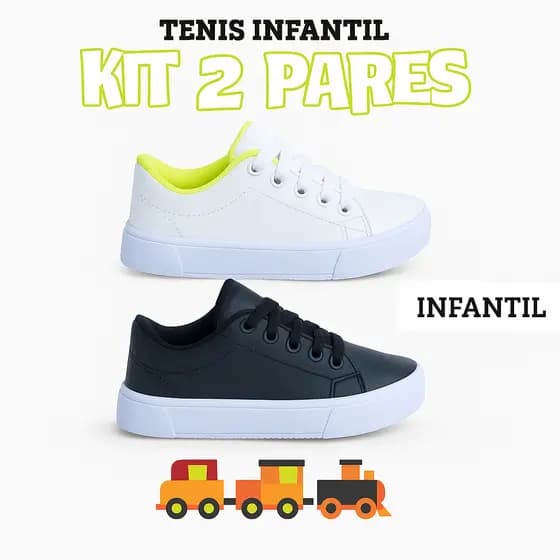 Tênis Escolar Infantil Masculino Kit 2 Pares com Solado Resistente e Macio