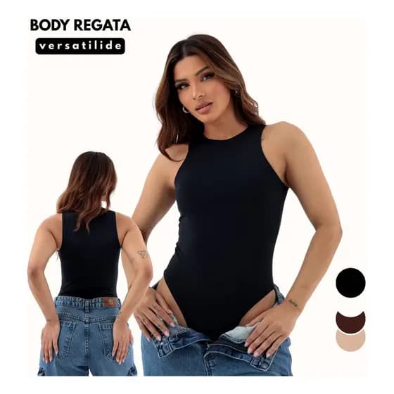 Body Feminino Regata Básico Collant Liso Blusa Feminina Bory