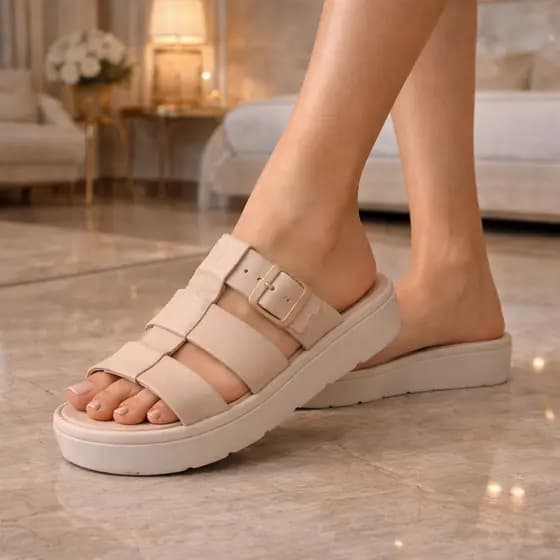Sandália Feminina Plataforma com Tiras Anatômicas