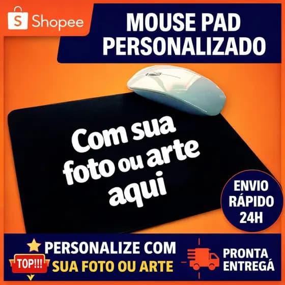 Mouse Pad Personalizado Com Sua Arte ou Logo 26x19 Presente Criativo Antideslizante