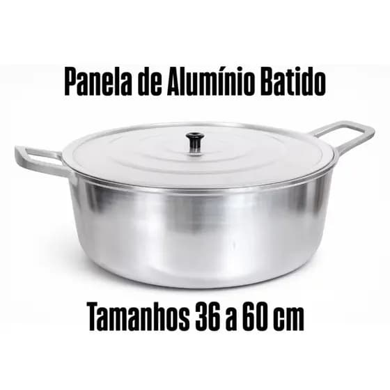 Panela de Alumínio Batido Fundido Grosso 36 a 60 cm