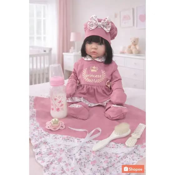 Boneca Bebê Reborn Realista Silicone Pode Dar Banho Rosé