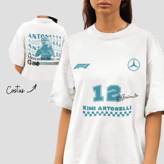 Camiseta Formula Kimi Antonelli Piloto Mercedes Camisa Algodão