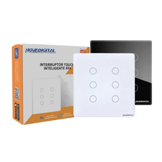 Interruptor Inteligente 6 Botões Zigbee Mesh 4x4 Touch Alexa Google App Smartlife Novadigital Smart