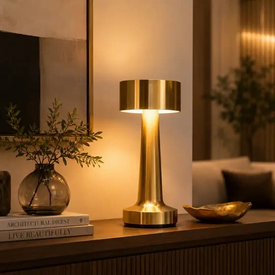 Luminária LED Moderna Prata/Dourada Recarregável USB Premium 20cm Decorativa Luxo💡