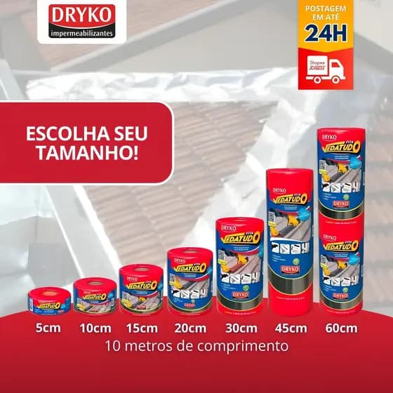 Fita Alumínio Manta Asfaltica Adesiva Impermeabilizante Vedatudo Dryko Multiuso Reparo Telhas